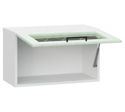 Грейвуд Шкаф навесной антресольный со стеклом 1 дв 60х36 см, белый/шато мята
