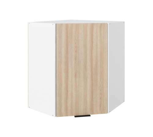 Стоун Шкаф навесной угловой 1 дв 60х72 см, белый/кешью матовый