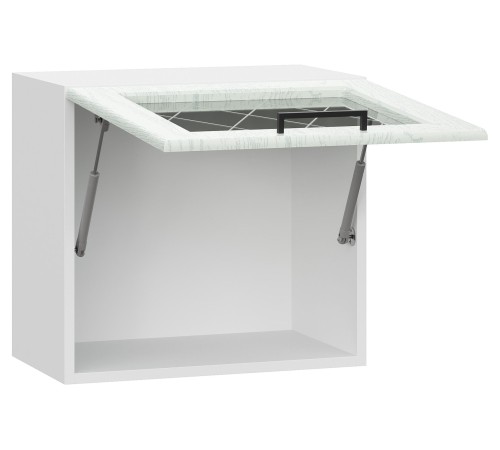 Грейвуд Шкаф навесной антресольный со стеклом 1 дв 50х45,6 см, белый/арктик