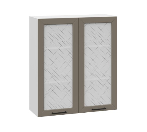 Вектор Шкаф навесной со стеклом 2 дв 80х91,2 см, белый/базальт