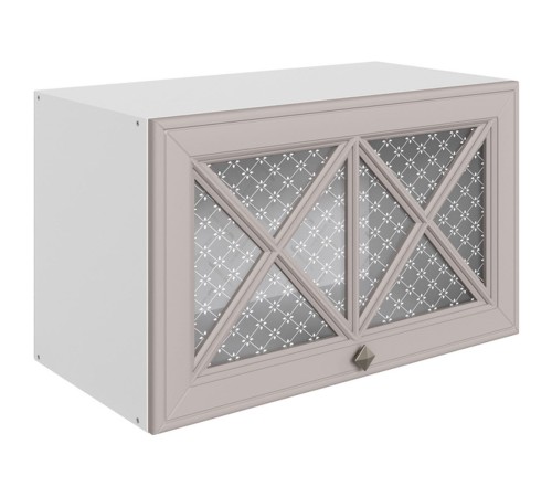 Мишель Шкаф навесной антресольный со стеклом (крест) 1 дв 60х36 см, белый/кофейный/стекло