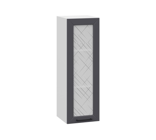 Вектор Шкаф навесной со стеклом 1 дв 30х91,2 см, белый/графит