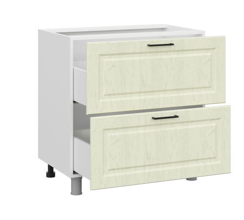 Грейвуд Стол 2 ящ 80х82,4 см, белый/дуб кремовый матовый
