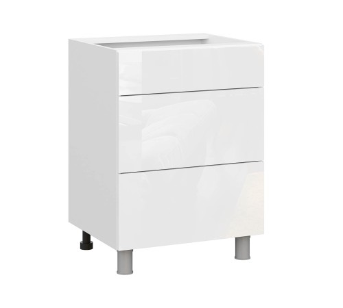 Модерн Стол 3 ящ 60х82,4 см, белый/белый глянец (Бруно)