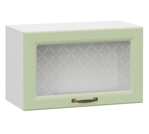 Прованс Шкаф навесной антресольный со стеклом 1 дв 60х36 см, белый/фисташковый структурный