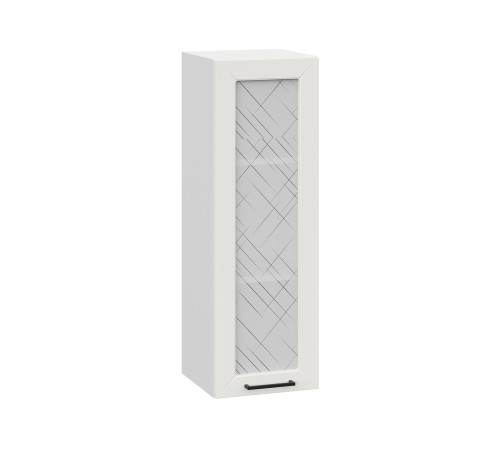 Вектор Шкаф навесной со стеклом 1 дв 30х91,2 см, белый/бланж