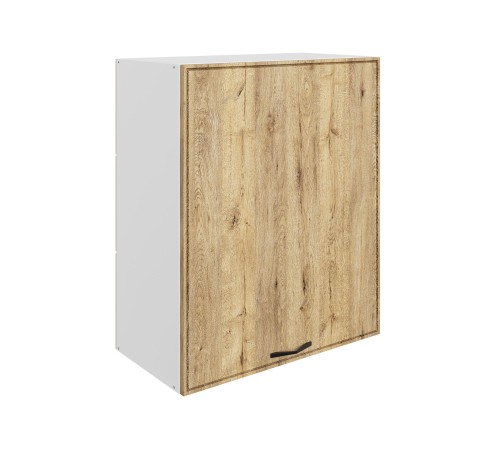 Монако Шкаф навесной 1 дв 60х72 см, белый/дуб европейский матовый