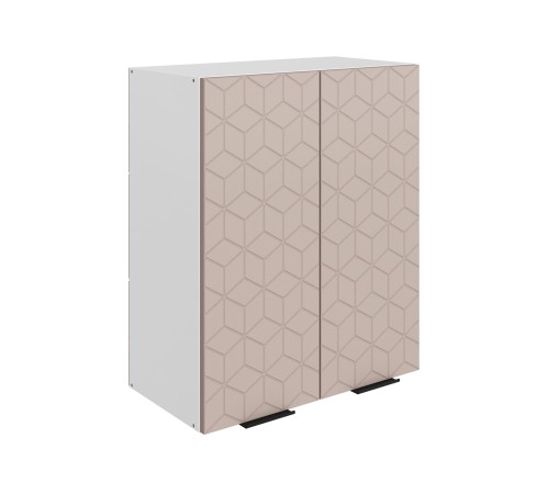 Стоун Шкаф навесной с фрезеровкой 2 дв 60х72 см, белый/грей софттач