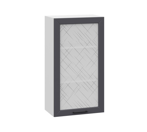Вектор Шкаф навесной со стеклом 1 дв 50х91,2 см, белый/графит