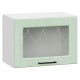 Грейвуд Шкаф навесной антресольный со стеклом 1 дв 50х36 см, белый/шато мята