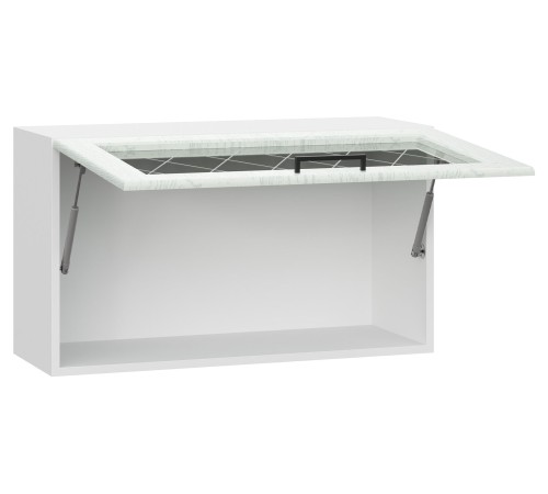 Грейвуд Шкаф навесной антресольный со стеклом 1 дв 80х45,6 см, белый/арктик