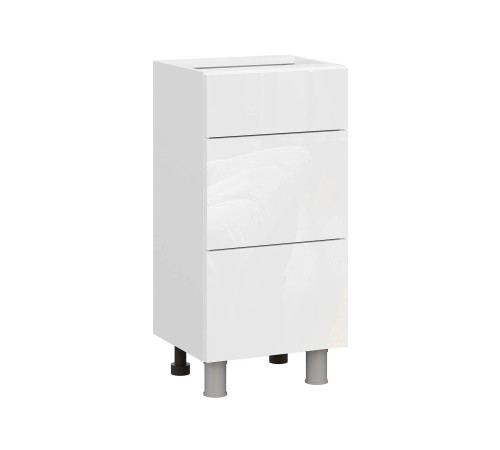 Стрэйт Стол 3 ящ 40х82,4 см узкий 400, белый/белый глянец