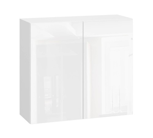 Стрэйт Шкаф 2 дв 80х72 см, белый/белый глянец
