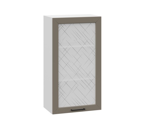 Вектор Шкаф навесной со стеклом 1 дв 50х91,2 см, белый/базальт