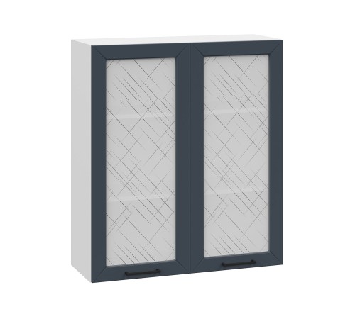 Вектор Шкаф навесной со стеклом 2 дв 80х91,2 см, белый/океания