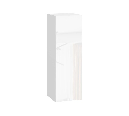 Стрэйт Шкаф 1 дв 30х91,2 см, белый/белый глянец