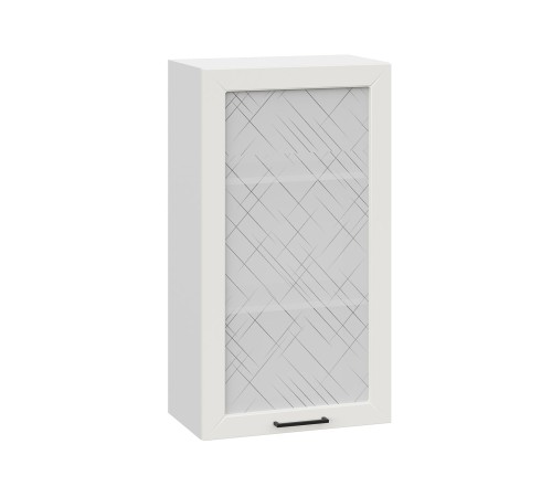 Вектор Шкаф навесной со стеклом 1 дв 50х91,2 см, белый/бланж