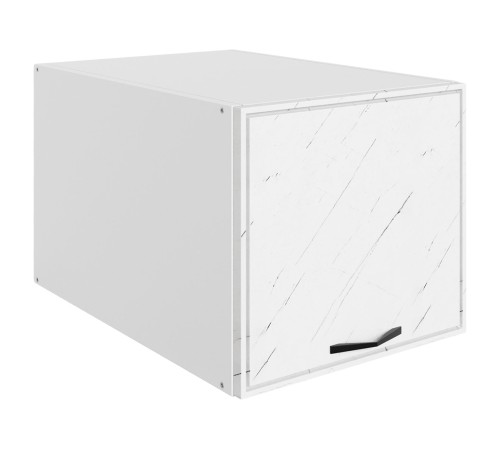 Монако Шкаф навесной антресольный глубокий 1 дв 40х36х56,6 см, белый/мрамор пилатус матовый