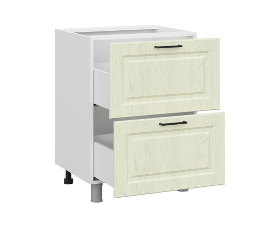 Грейвуд Стол 2 ящ 60х82,4 см, белый/дуб кремовый матовый