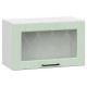 Грейвуд Шкаф навесной антресольный со стеклом 1 дв 60х36 см, белый/шато мята