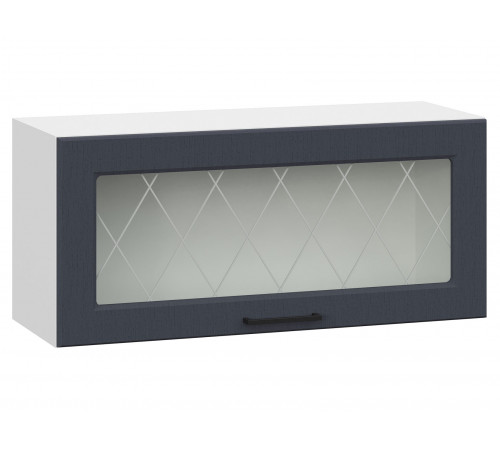 Грейвуд Шкаф навесной антресольный со стеклом 1 дв 80х36 см, белый/шато индиго