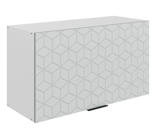 Стоун Шкаф навесной антресольный с фрезеровкой 1 дв 80х45 см, белый/лайт грей софттач