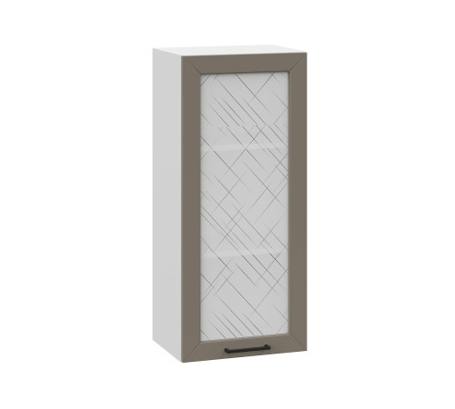 Вектор Шкаф навесной со стеклом 1 дв 40х91,2 см, белый/базальт