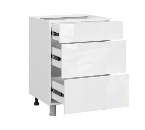 Модерн Стол 3 ящ 60х82,4 см, белый/белый глянец (Бруно)