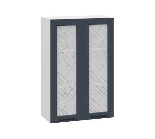 Вектор Шкаф навесной со стеклом 2 дв 60х91,2 см, белый/океания