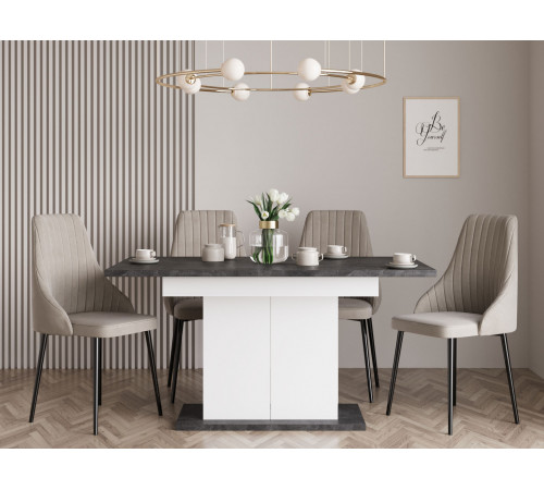 Кухонный стол Делано, белый/бетон