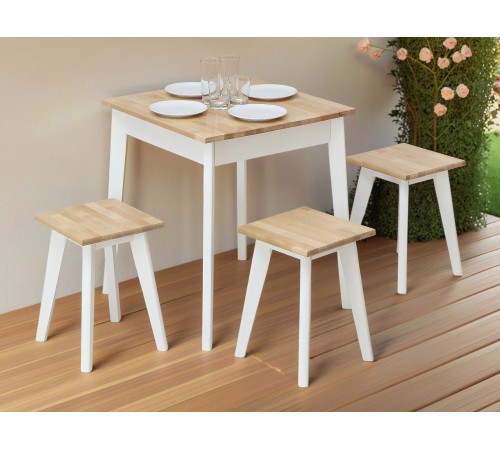2000025993002 Кухонный стол Амато, массив березы/белый
