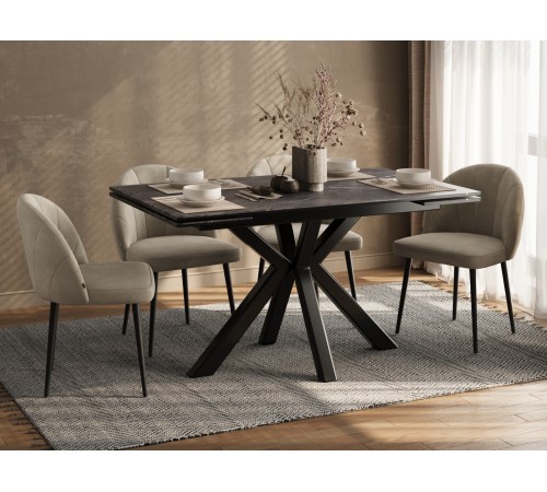 Кухонный стол Мэджик / Стенли, черный мрамор/черный