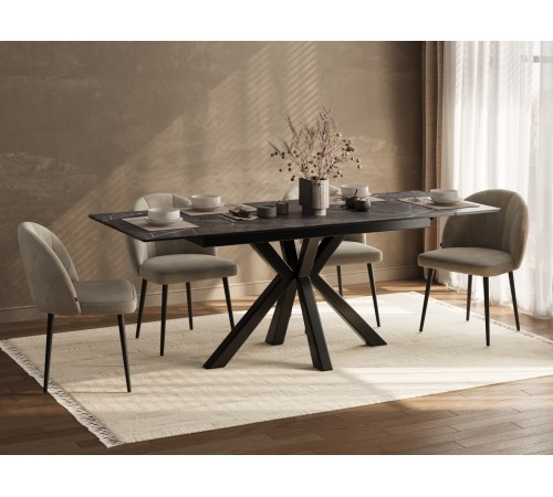 Кухонный стол Мэджик / Стенли, черный мрамор/черный