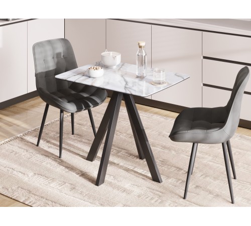 Кухонный стол Бенни / Ферст, белая позолота/черный