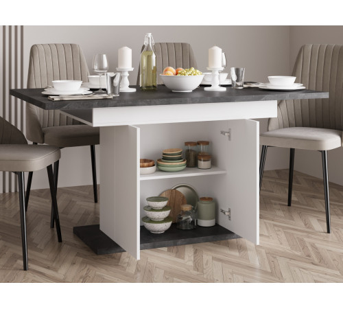 Кухонный стол Делано, белый/бетон