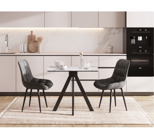 Кухонный стол Бенни / Ферст, белая позолота/черный