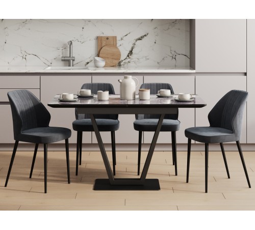 Кухонный стол Даррен / Луи, мрамор серый/черный