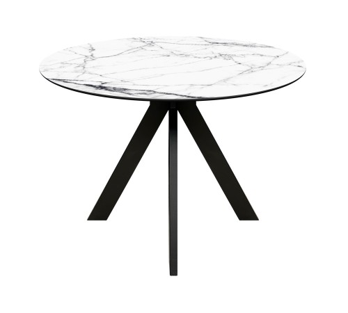 Кухонный стол Амадора / Милтон нераздвижной, белый мрамор/черный матовый