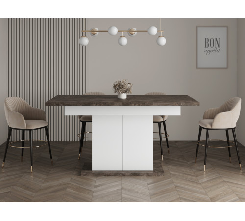 Кухонный стол Донателло, цемент темный/белый