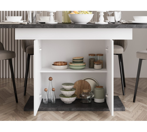 Кухонный стол Делано, белый/бетон