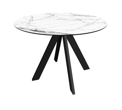 Кухонный стол Амадора / Милтон нераздвижной, белый мрамор/черный матовый