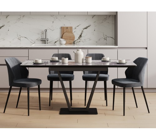 Кухонный стол Даррен / Луи, мрамор серый/черный