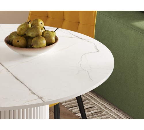Кухонный стол Гарет / Олимпик, белый мрамор/белый