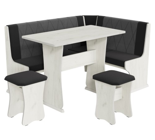 Кухонный уголок Сити 2, дуб крафт белый/темно-серый/серый