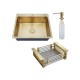 Набор 3 в 1 мойка, корзина и дозатор РМС MR-6050G, золотой/металлик
