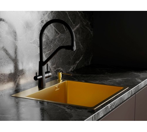 Набор 3 в 1 мойка, корзина и дозатор РМС MR-5050G, золотой/металлик