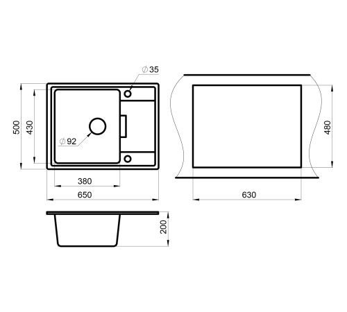 Кухонная мойка кварцевая Гранула 6503, шварц