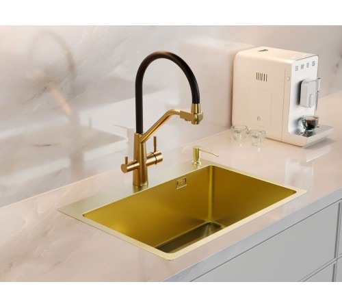 Набор 3 в 1 мойка, корзина и дозатор РМС MR-5843G, золотой/металлик