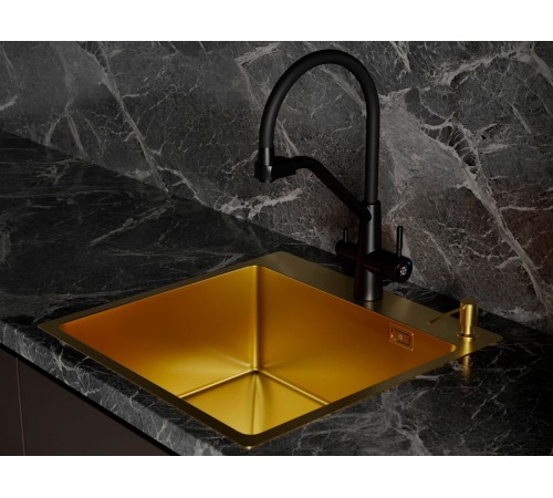 Набор 3 в 1 мойка, корзина и дозатор РМС MR-5050G, золотой/металлик