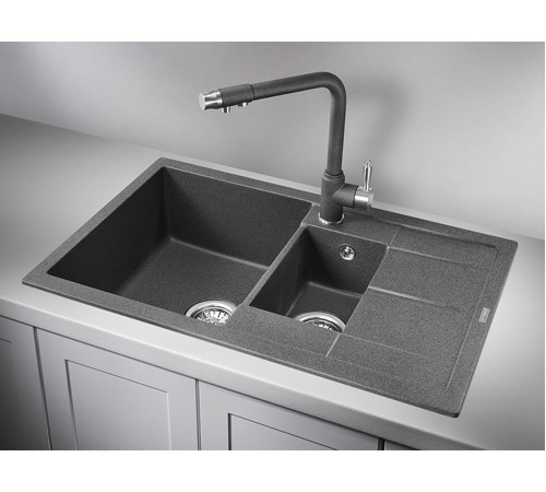 Кухонная мойка кварцевая Гранула 7802, графит